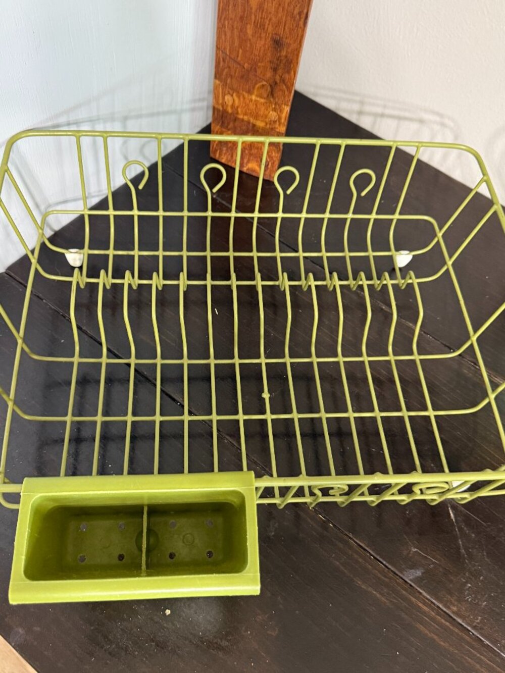 Vtg 1970s Rubbermaid Avocado Green Coated Dish Drainer Rack Silverware 2909 MCM